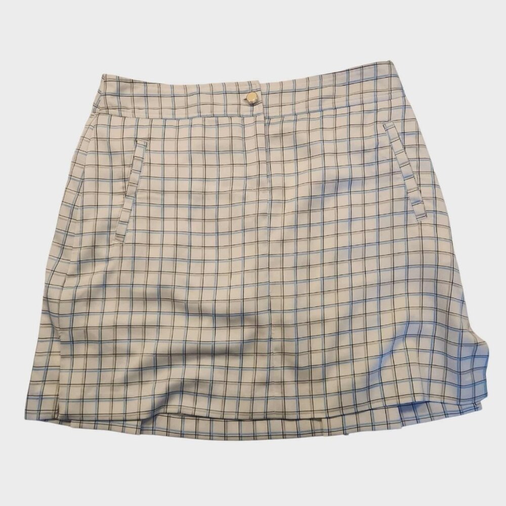Izod XFG Skort Tennis Golf Active Outdoor Lined Pockets White Black Check Sz 4